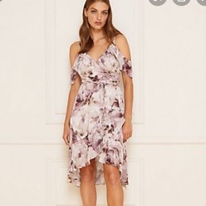 NWT Le Chateau Faux Wrap Cold Shoulder Floral Dress
